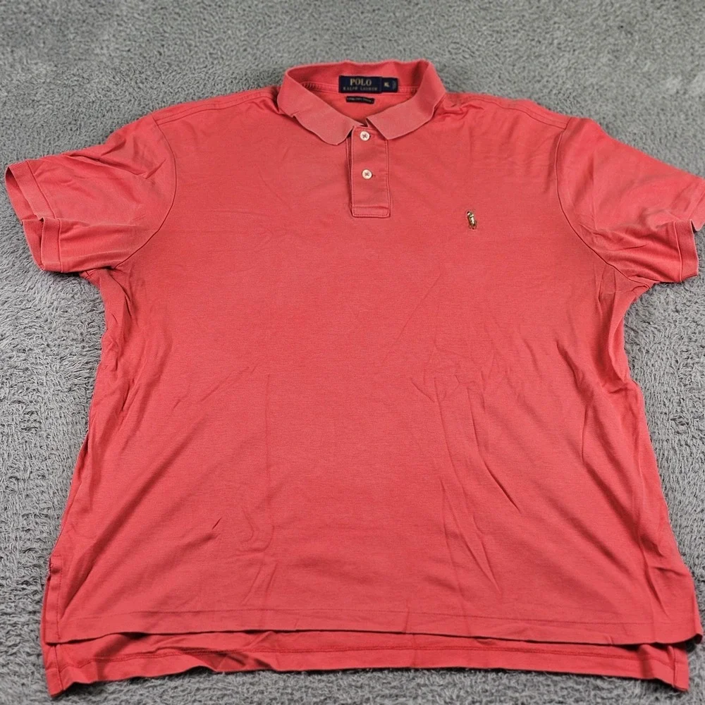 Ralph Lauren Polo Shirt Mens‎ XL Pink Pima Soft Touch Short Sleeve Golf Casual